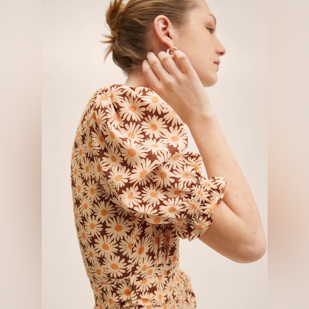 MANGO - Floral Jumpsuit - Orange - Picture 6 of 12